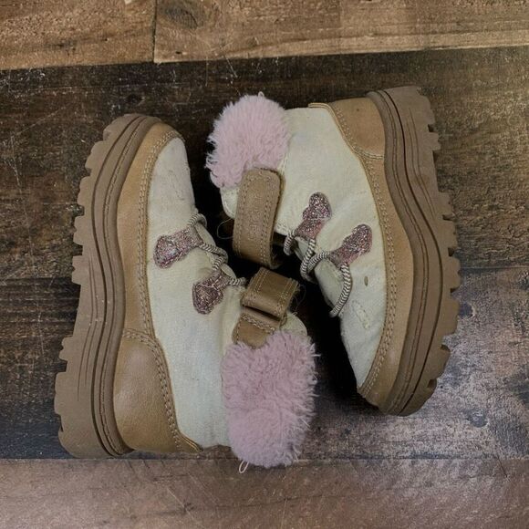 Carters Little Girls Size 7 Sarang Warm Winter Fashion Boots Tan Fur Booties - Picture 8 of 11